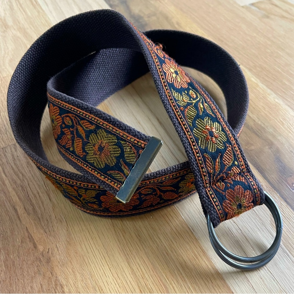 canvas & embroidered adjustable ring belt guitar strap style boho vibe